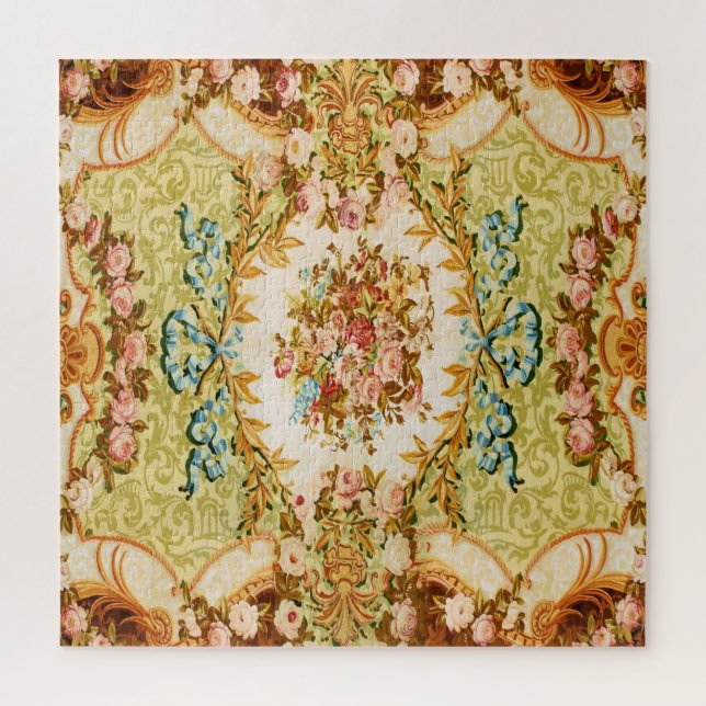 Baroque Victorian floral rose tapestry Jigsaw Puzzle (Vertical)