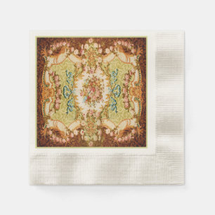Baroque Victorian floral rose tapestry  Napkin