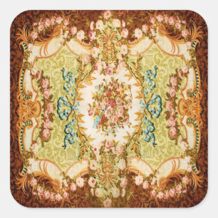 Baroque Victorian floral rose tapestry Square Sticker