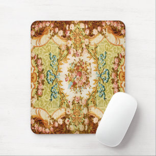 Baroque Victorian floral tapestry look brown pink Mouse Pad