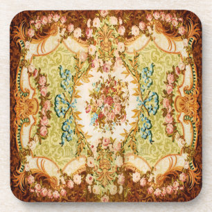 Baroque Victorian floral tapestry look Coaster