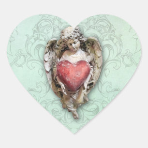 Baroque Vintage Cherub with Heart Sticker
