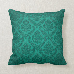 Baroque Vintage Damask   teal Cushion