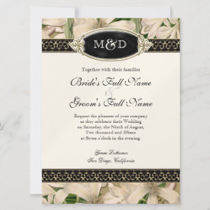 Baroque Vintage Lily Gold Formal Elegant Wedding Invitation