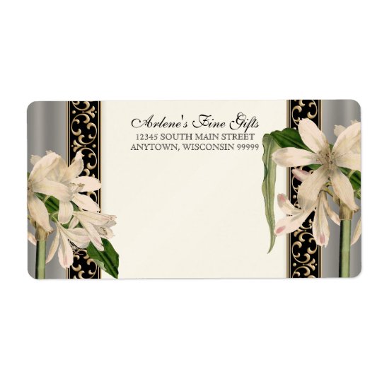 Baroque Vintage Lily Gold Formal Matching Address Shipping Label
