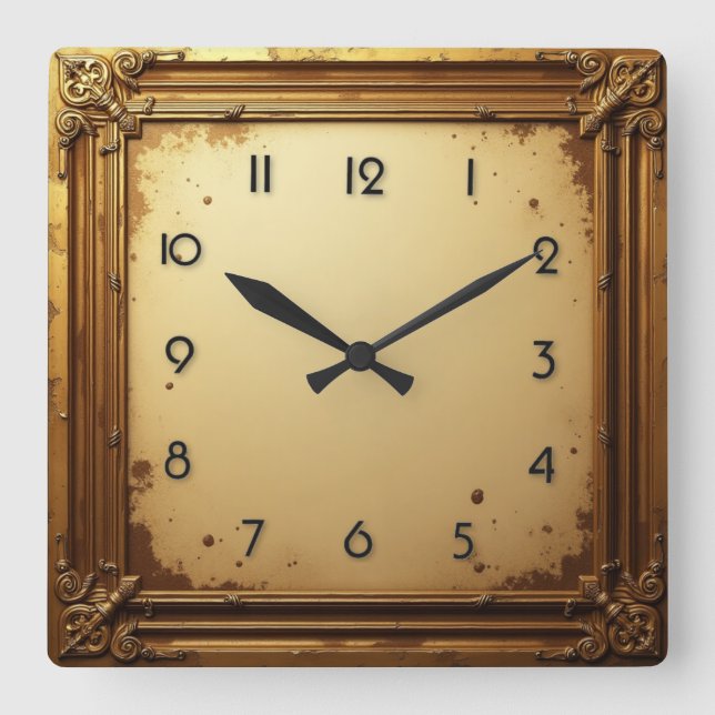 Baroque Vintage Square Wall Clock (Front)