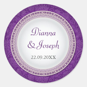 Baroque Violet Plaque Wedding Sticker