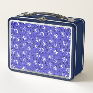 Baroque wallpaper - blue flower pattern metal lunch box