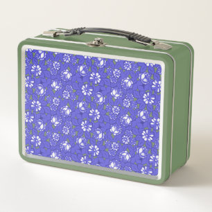 Baroque wallpaper - blue flower pattern metal lunch box