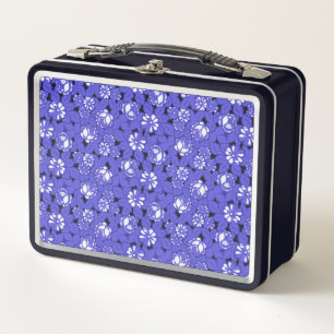 Baroque wallpaper - blue flower pattern metal lunch box