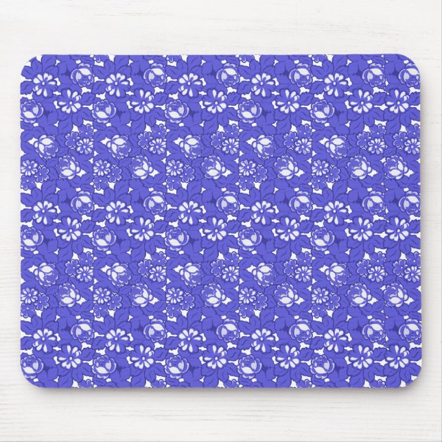 Baroque wallpaper - blue Flower Pattern Mouse Pad (Front)