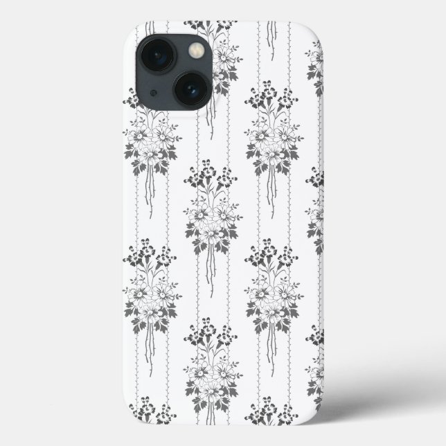 Baroque wallpaper Flower bouquet grey Case-Mate iPhone Case (Back)