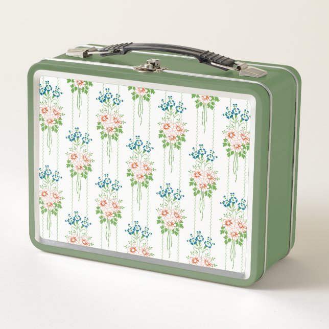Baroque Wallpaper Flower bouquet Metal Lunch Box (Front)