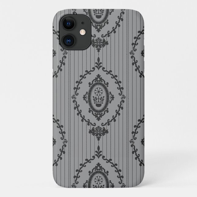 Baroque Wallpaper Grey Case-Mate iPhone Case (Back)
