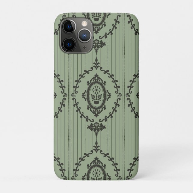 Baroque Wallpaper in Green Case-Mate iPhone Case (Back)