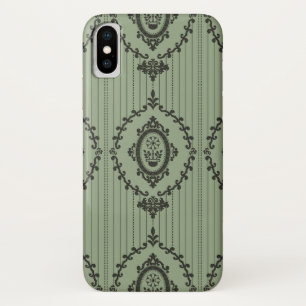 Baroque Wallpaper in Green iPhone X Case