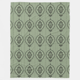 Baroque Wallpaper in Green Fleece Blanket