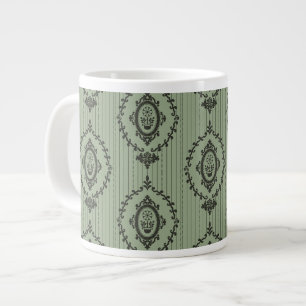 Baroque Wallpaper in Green Large Coffee Mug
