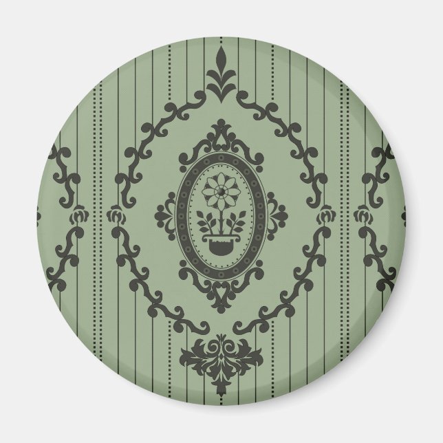 Baroque Wallpaper in Green Magnet (Front)