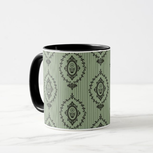 Baroque Wallpaper in Green Mug (Front Left)