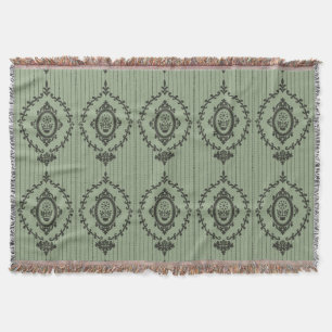 Baroque Wallpaper in Green Throw Blanket