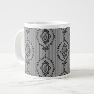 Baroque Wallpaper in Grey Large Coffee Mug