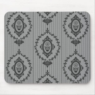 Baroque Wallpaper in Grey Mouse Pad