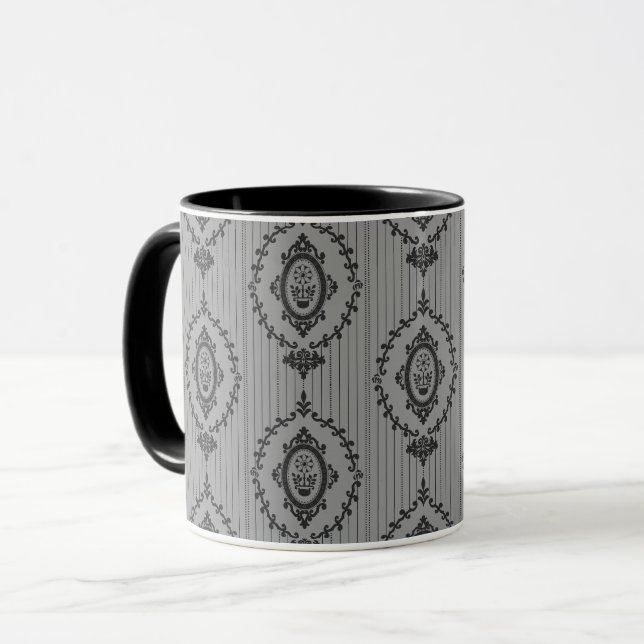 Baroque Wallpaper in  Grey Mug (Front Left)