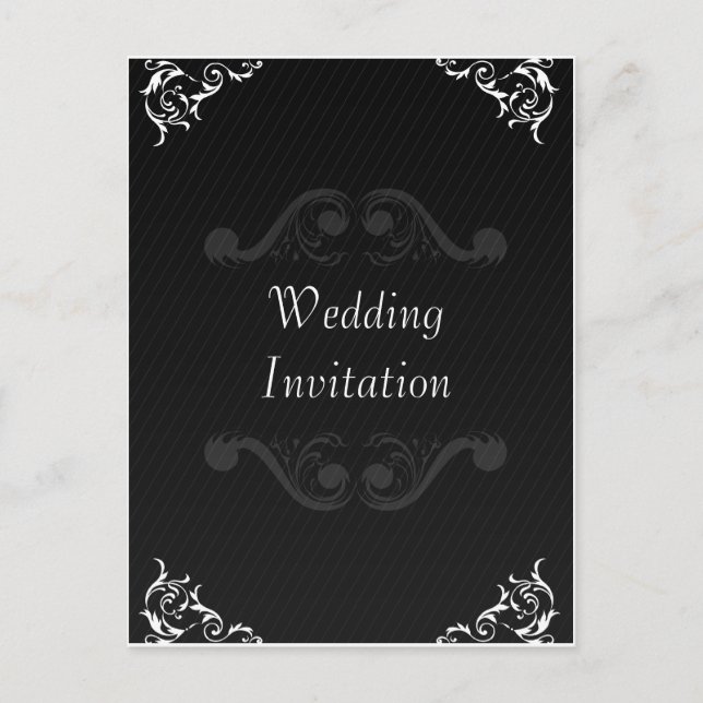 Baroque Wedding Invite Black & White (Front)
