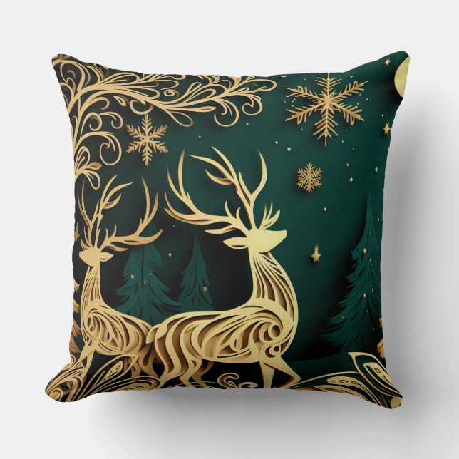 Baroque Winter Stags Cushion (Front)