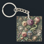 Baroquing Boundaries – Gothic Victorian Key Ring<br><div class="desc">Venomous serpents coil through roses and relics in Baroquing Boundaries,  where a baroque garden seethes with spirits too restless to stay hidden. Marble visages and spectral skulls breach the bloom,  breaking the frame between elegance and eerie abandon.

For those who dare to let beauty and menace entwine without restraint.</div>
