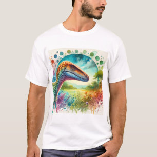 Barosaurus in a colorful landscape 120924AREF114 - T-Shirt