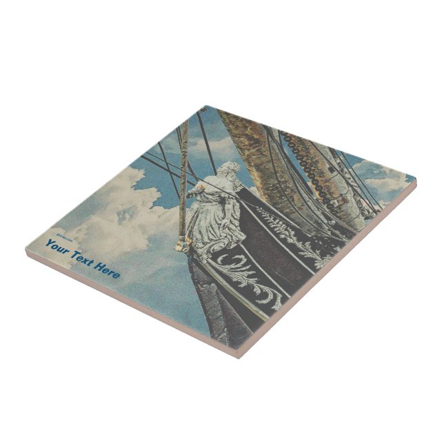 Barque Elissa Figurhead Ceramic Tile (Side)