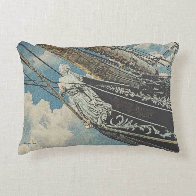 Barque Elissa Figurhead Decorative Cushion (Front)