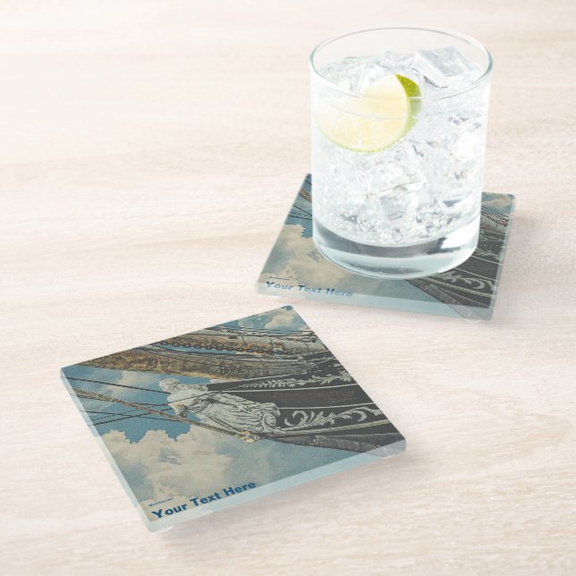 Barque Elissa Figurhead Glass Coaster (Angled)
