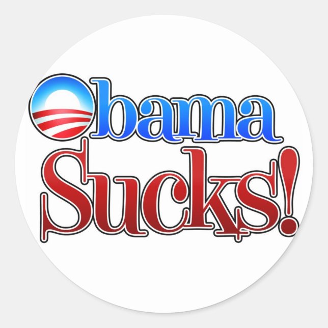 Barrack Obama Sucks Classic Round Sticker (Front)