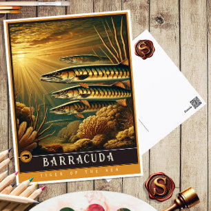 Barracuda Cute Family Vintage Animal Postcard