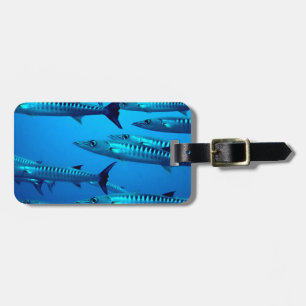barracuda dive deep sea ocean water tropical wave luggage tag
