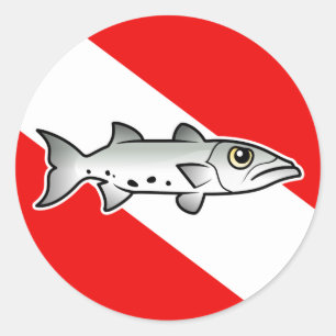 Barracuda Dive Flag Classic Round Sticker