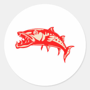 Barracuda Fish #6 Classic Round Sticker