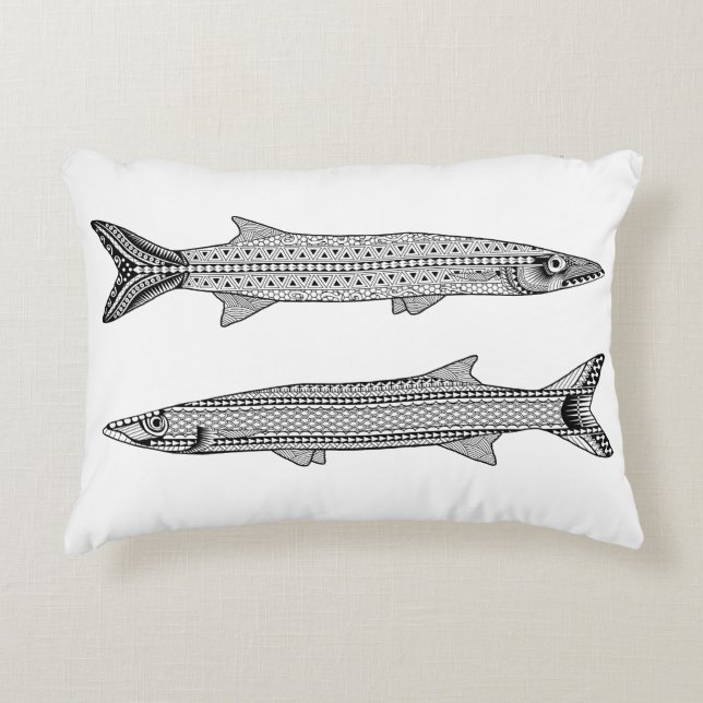 Barracuda Fish Adult Colouring Pillow (Front)