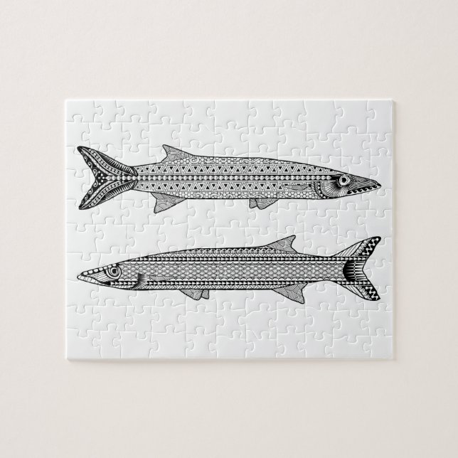 Barracuda Fish Adult Colouring Puzzle (Horizontal)