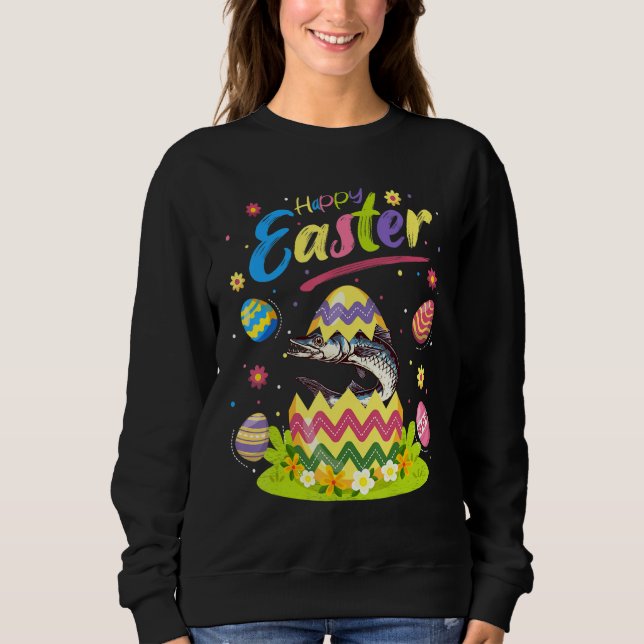 Barracuda Fish   Easter Egg Barracuda Happy Easter Sweatshirt (Front)