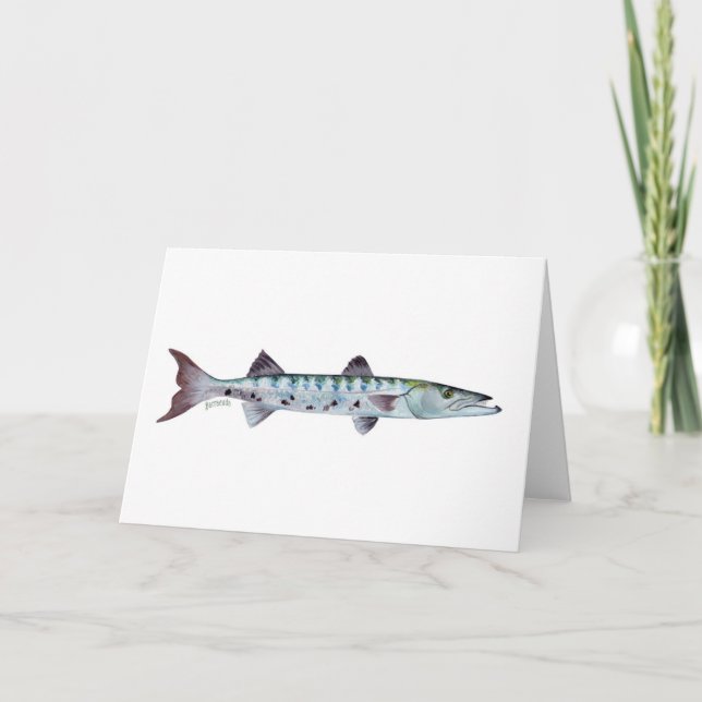 Barracuda fish greetings card (Front)