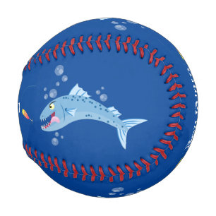 Barracuda fish hungry fishing cartoon illustration baseball