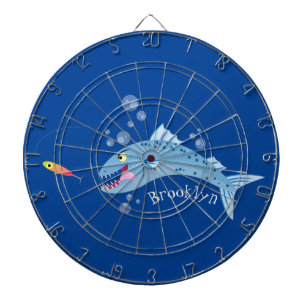 Barracuda fish hungry fishing cartoon illustration dartboard