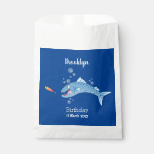 Barracuda fish hungry fishing cartoon illustration favour bag