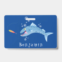 Barracuda fish hungry fishing cartoon illustration