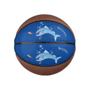 Barracuda fish hungry fishing cartoon illustration mini basketball