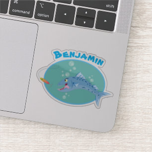 Barracuda hungry fishing cartoon illustration